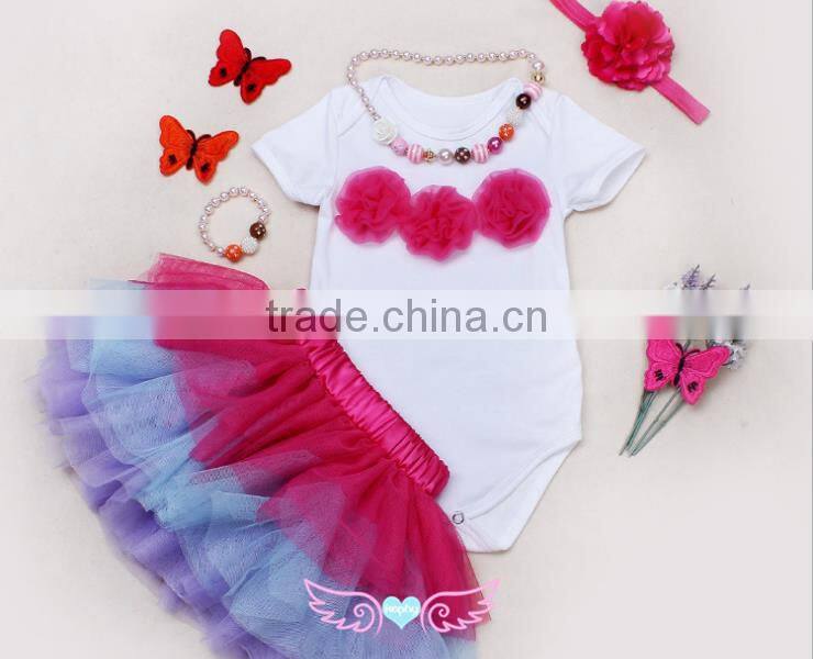 Baby Girl's First Birthday Outfit Boutique cloth wholesale kids hot pink tutu skirt/dress clothing set