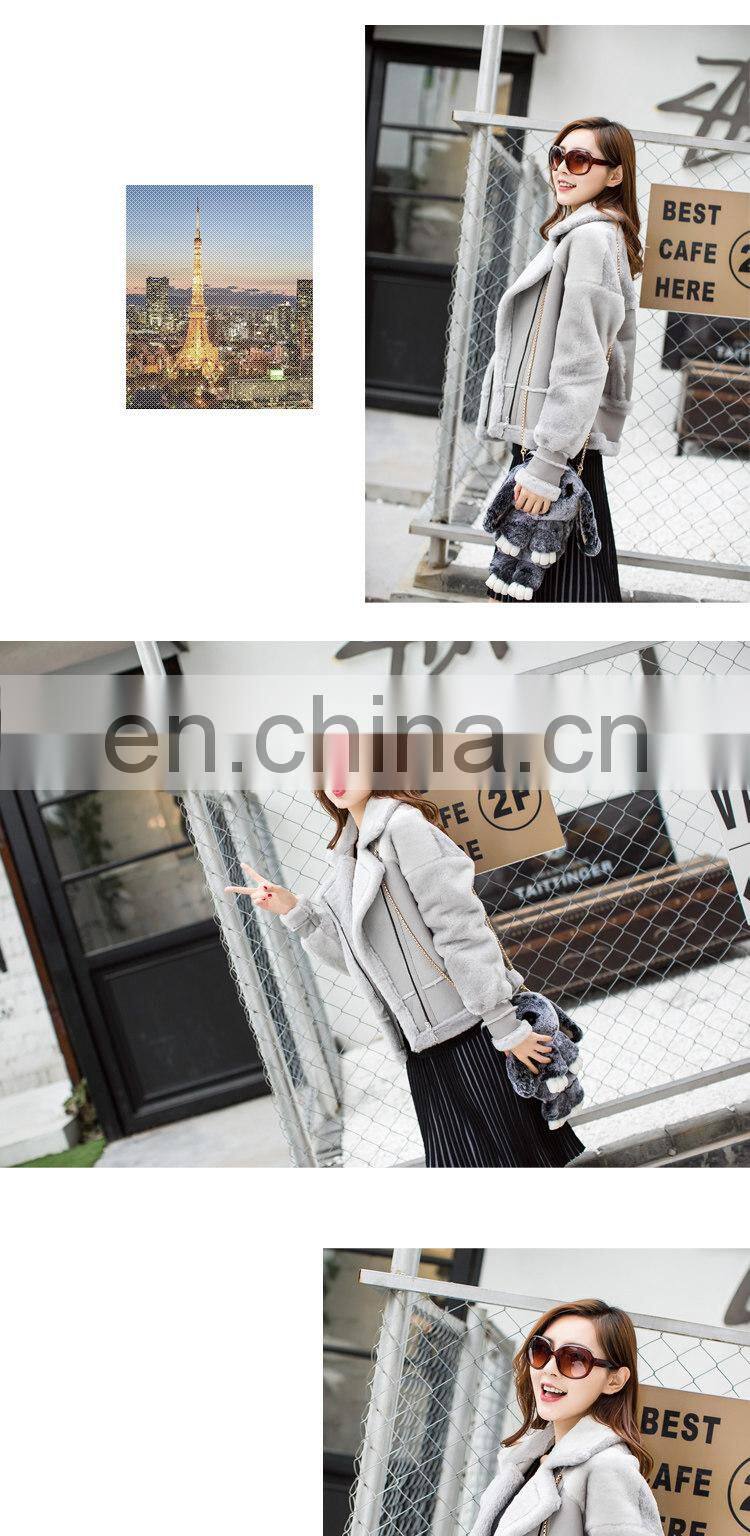 2016 Fashionable Women Genuine Sheep Fleece Jacket