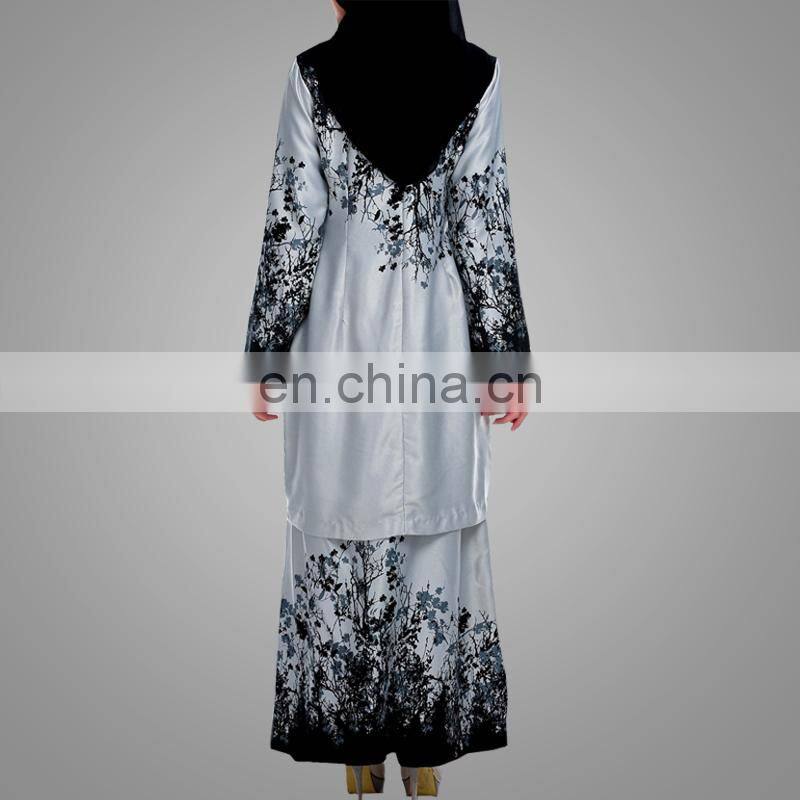 2017 Customized Printing Muslim Baju Kurung Modern Style Abaya High Quality Elegant Muslimah Women Baju Suit