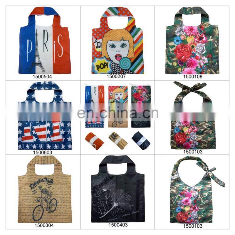 Custom logo printed recycle handle shopping bag foldable