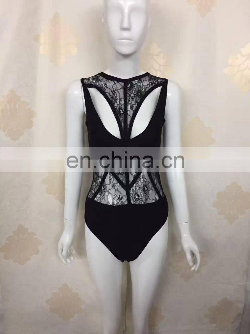 Sexy Black Bikinis Woman Swimwear 2017, One Piece Lace Swimsuit