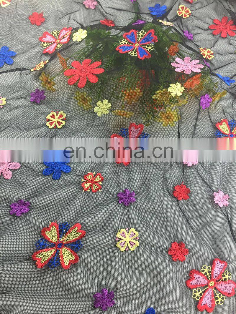2017 popular fashion embroidery flower dress making lace fabric HX-014