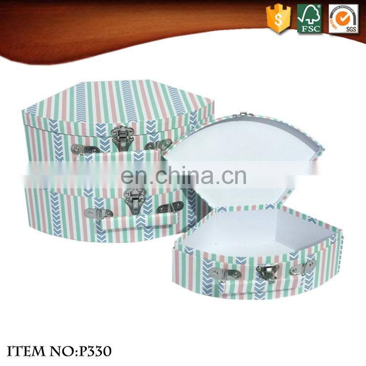 Kids barbie doll cardboard paper suitcase with metal lock