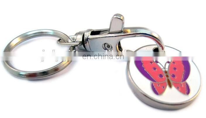 enamel metal trolley coin keyring, bus design trolley token