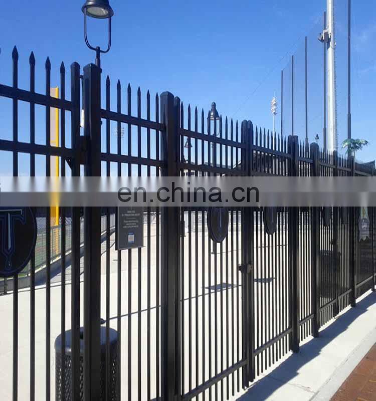 Modern decorative Powder coated black 6ft steel fence metal fencing panels for sale