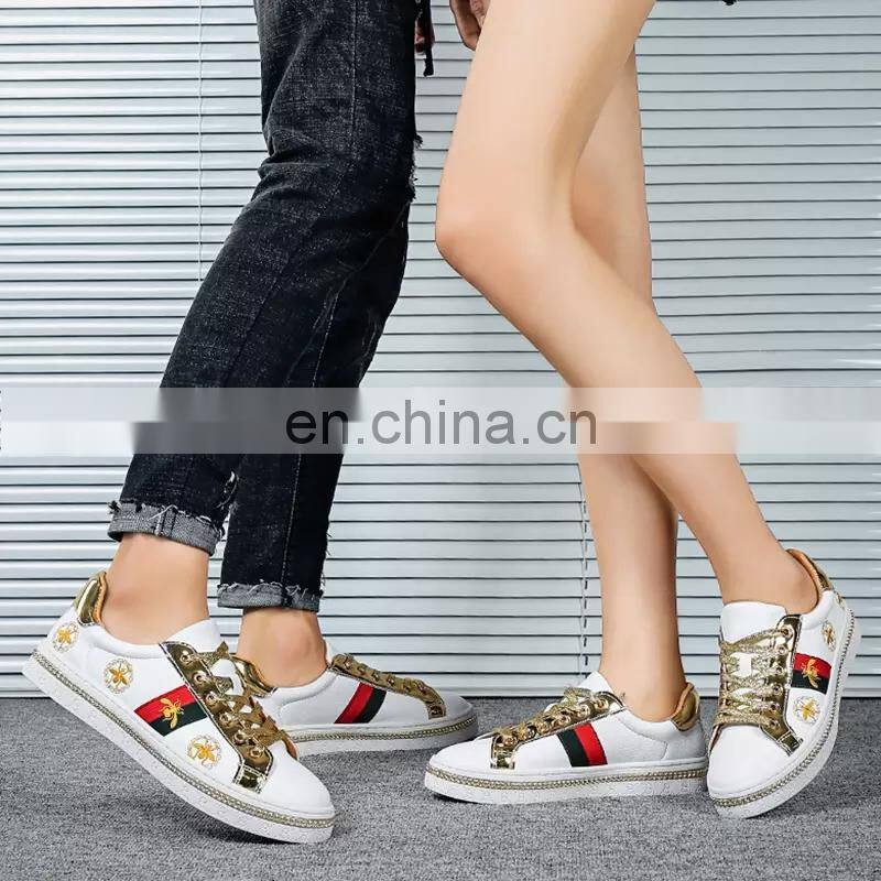 Wholesale men and women casual small White Sports Skateboard Shoes Bee sports shoes jogging shoes 36-44