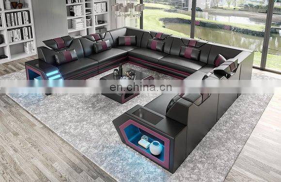 New home needed living room beautiful sectional sofa set furniture with LED light