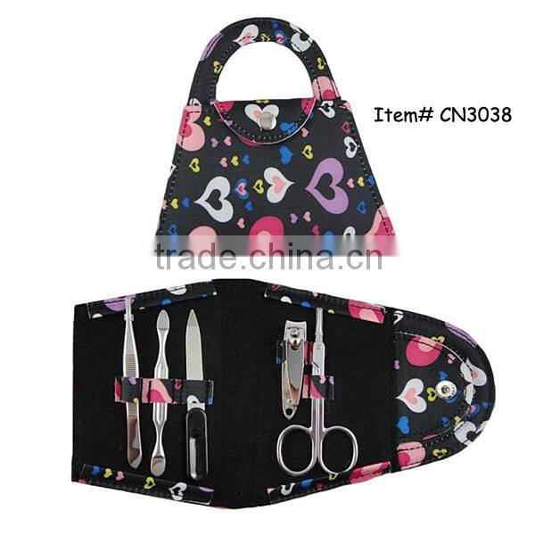 lady hand bag portable manicure set heart lover design gift manicure set