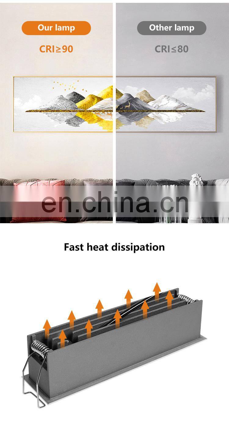 High Quality Commercial SMD Wall Washer Showroom Light Spot 20w Led recessed Linear Ceilings Downlight