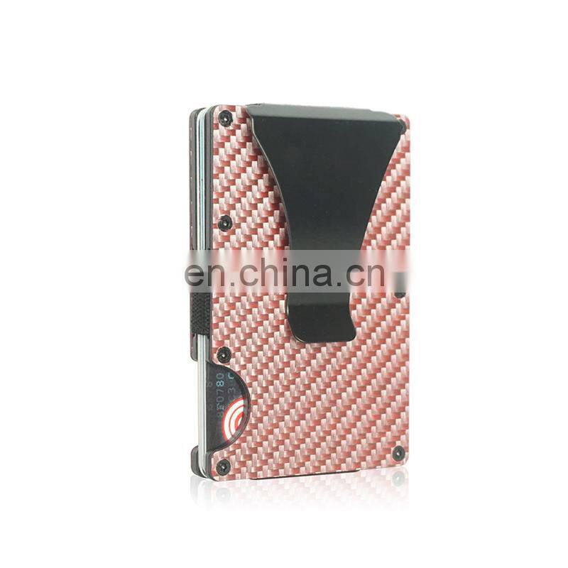 2021 New Minimalist Carbon Fiber Card Case With Money Clip Aluminum Wallet metal Rfid Credit Card Holder wallet rfid blocking