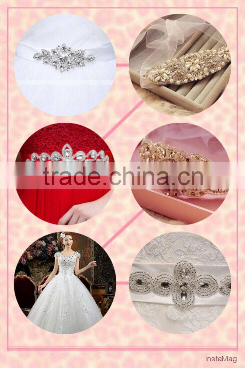 glitter crystal rhinestone applique for lady dress