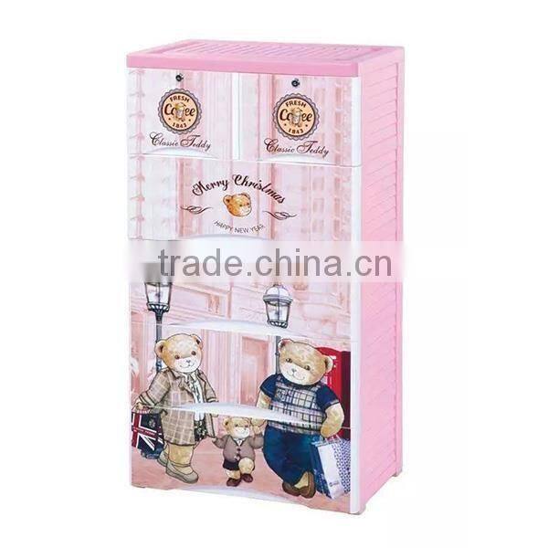 household 5-layer cartoon design baby clothes keyway plastic drawer