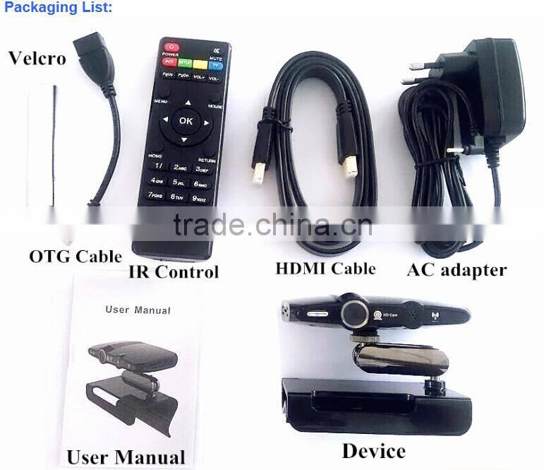 smart TV Box HD23 RAM 1GB ROM 8GB Android 4.4 OS Quad core internet smart tv box with webcam