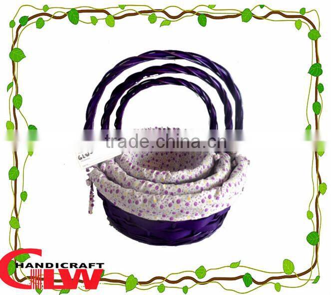 easter basket wholesale,valentine's day basket,valentine gift basket,set of 3 split willow & wood chip basket