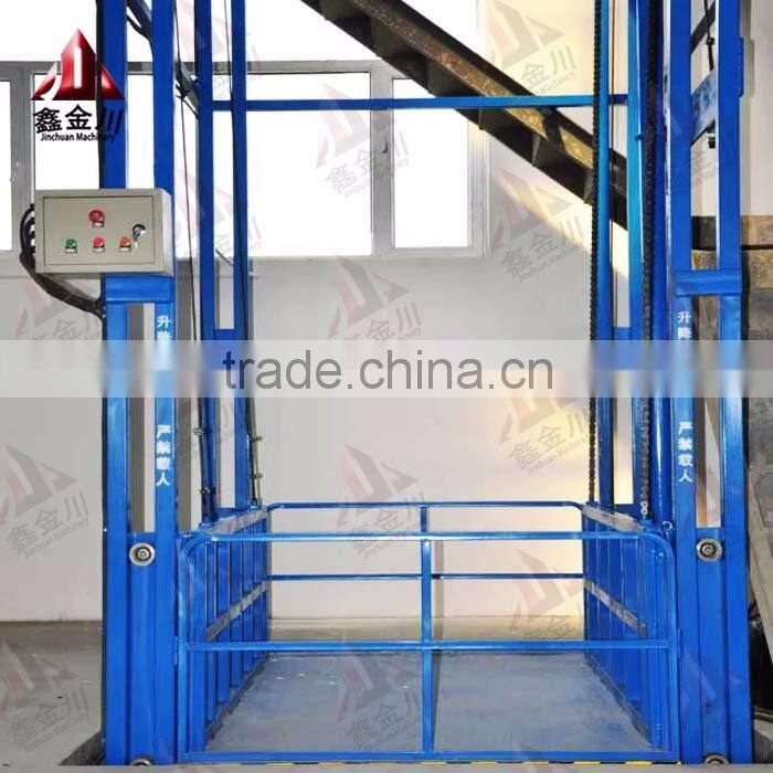 Vertical hydraulic guide rail freight elevator lift /vertical guide rail elevators hydraulic warehouse cargo lift