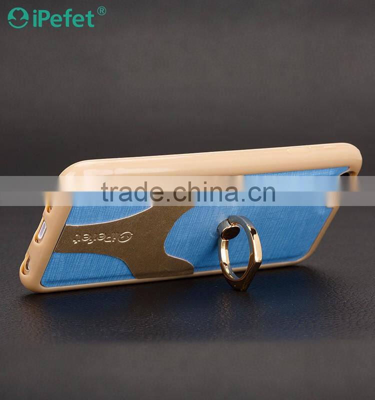 Double color cell phone leather case for iPhone 6S with ring holder