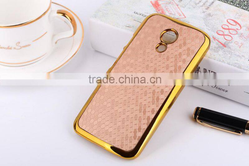 Mobile phone electroplating leather case for Motorola G2 2ND GEN hard back cover case
