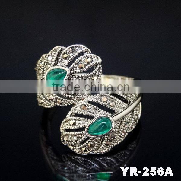 2015 Fashion Crystal Gemstone Gold Plated Rings For Women Feather Finger Open Rings