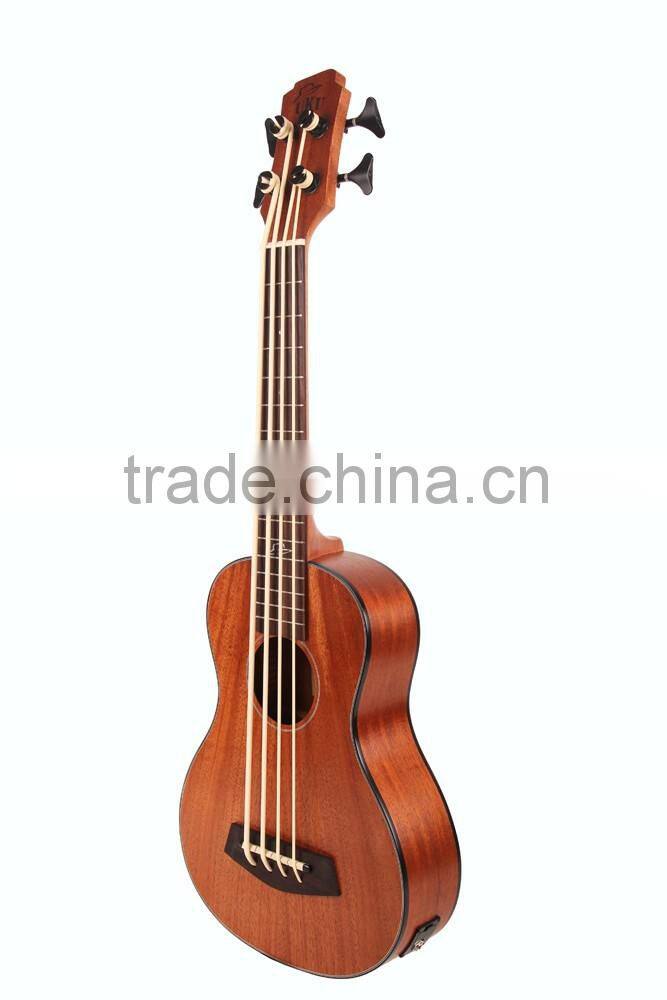 UBS-302 Made in China wholesale electric wooden fretless resonator bass guitar ukulele with bag