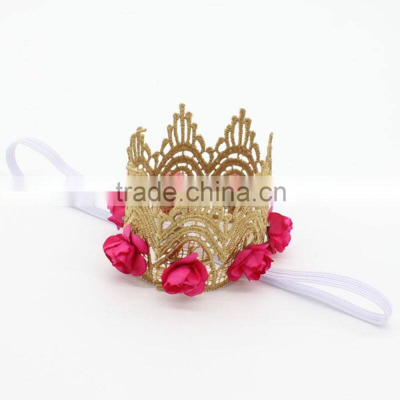 Hot-sales kids large crown Headband colorful crown flower headband wh-1795