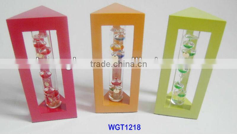 GALILEO THERMOMETER WITH BLUE WOODEN FRAME