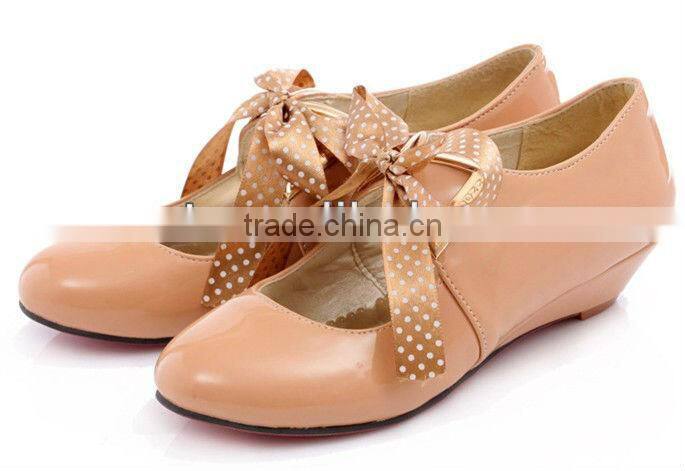 Candy color girls shoes wedge low heel school shoes for girls