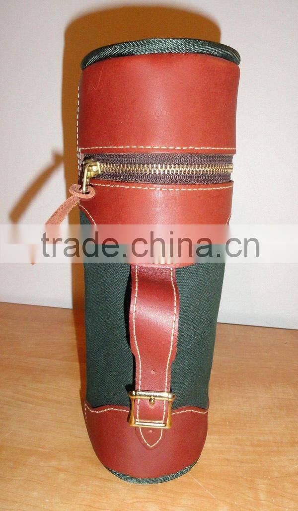 Fashion Design Handmade Faux PU leather antique wine carrier