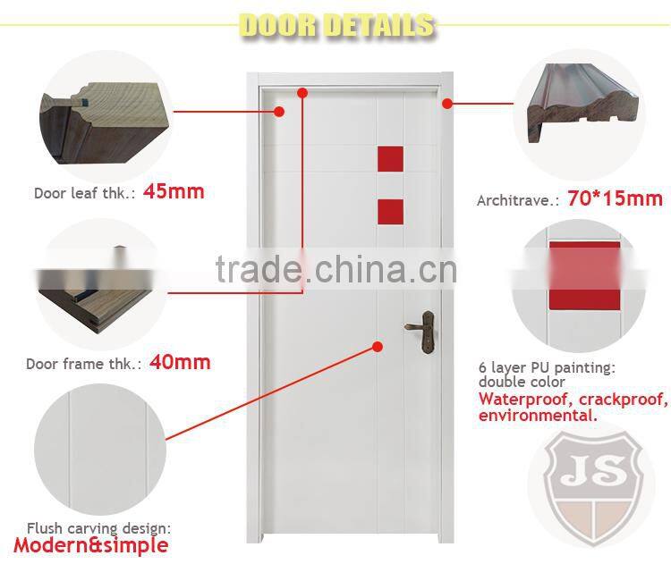 china new design single swing door two color smooth surface solid wood door image for interior