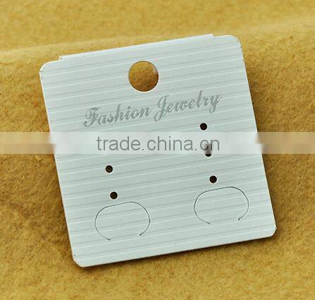 White PVC earring card with special paper thick stripes