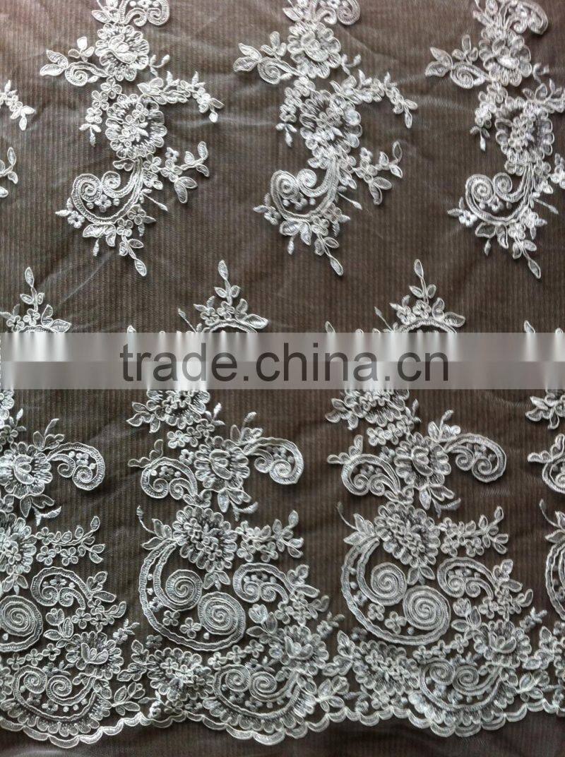 2015 new design corded lace fabric for curtain