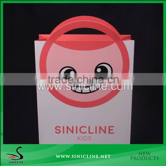 Sinicline Factory Design Cute Paper Kids Bag With Facial Expressions Printed