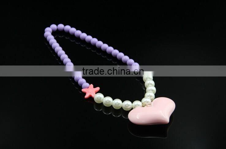 >>>2016 New kids jewelry cute starfish heart shape bead necklace/