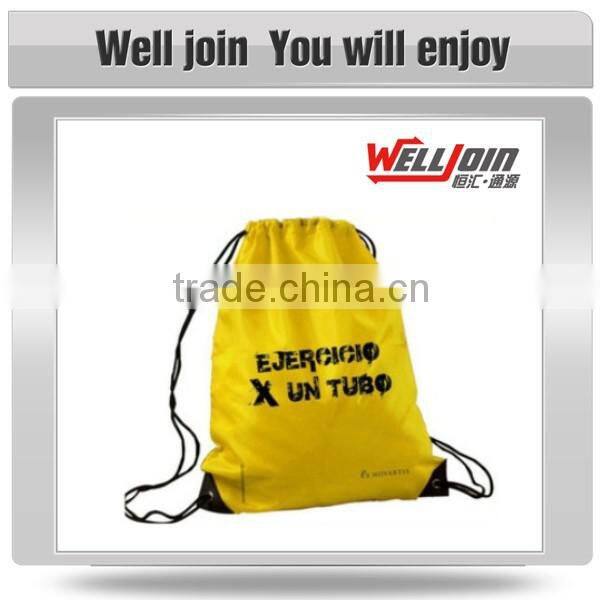 Newest fashion best quality yellow drawstring bag