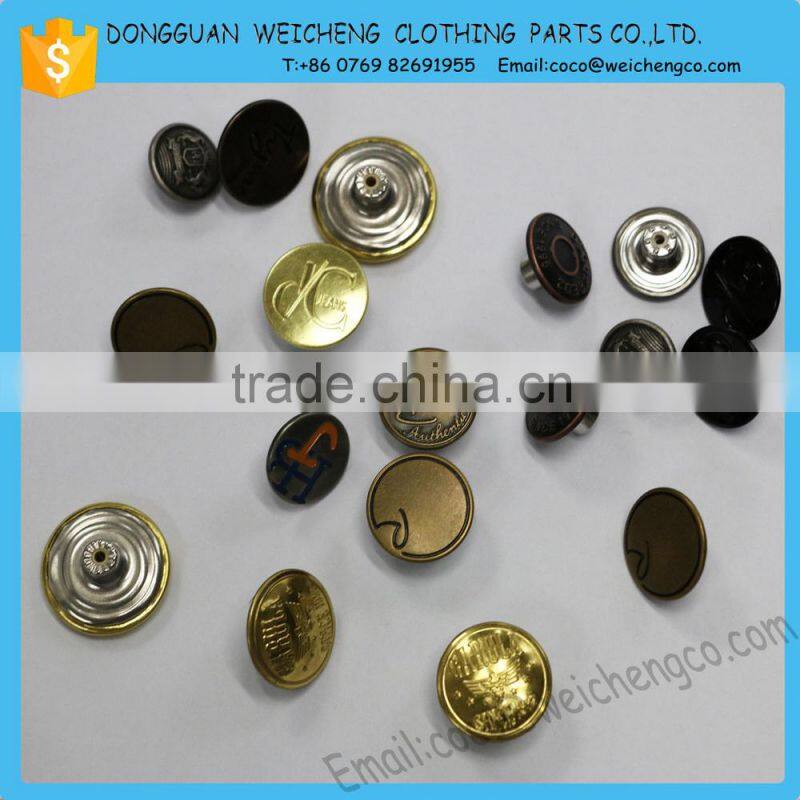 20mm metal Rhinestone jean button metal shank /Fashion garment custom made metal jeans button