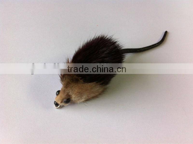 Nature feather sliver plastic tail Mouse fishing lure