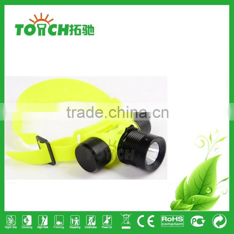 Diving Light Headlamp CRE E T6 LED High power yellow color Light waterproof Diving Headlight 1200Lm use 1*18650/AAA Battery