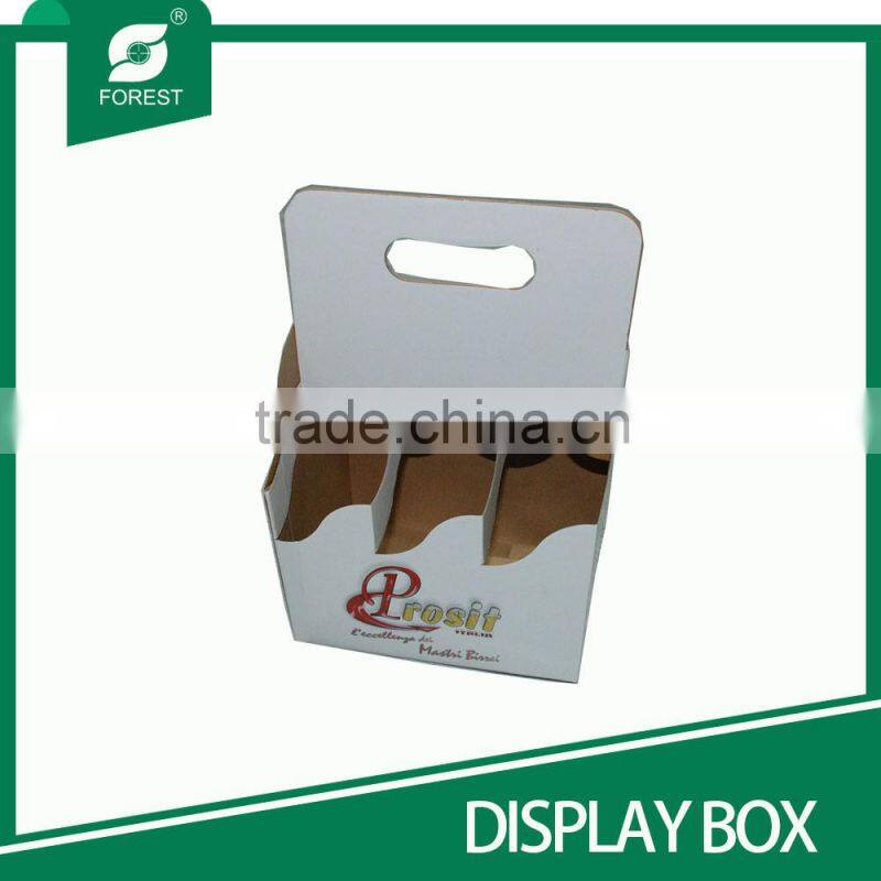 HOT SALE POPULAR BAR USE CORRUGATED DISPLAY BOXES FOR SIX BOTTLES BEER WITH HANDLE