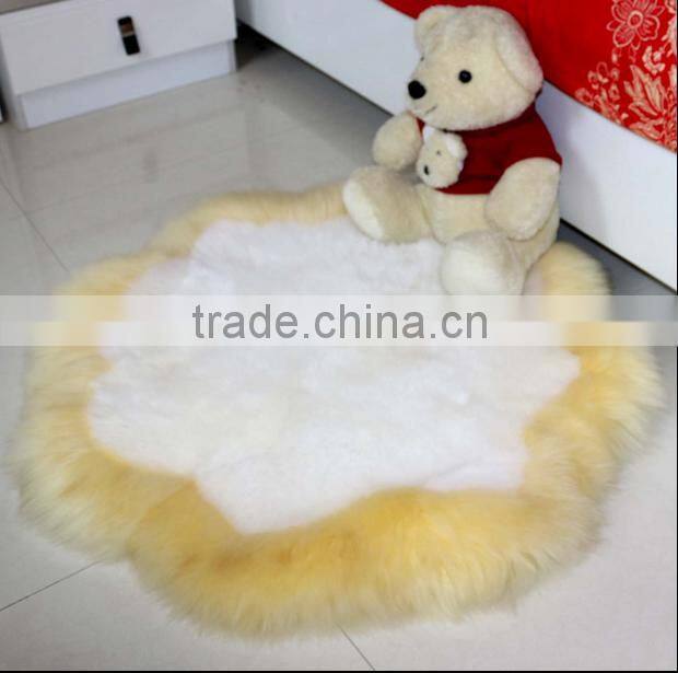 sheepskin rug home decoration ,round shape luxury sheep fur carpet