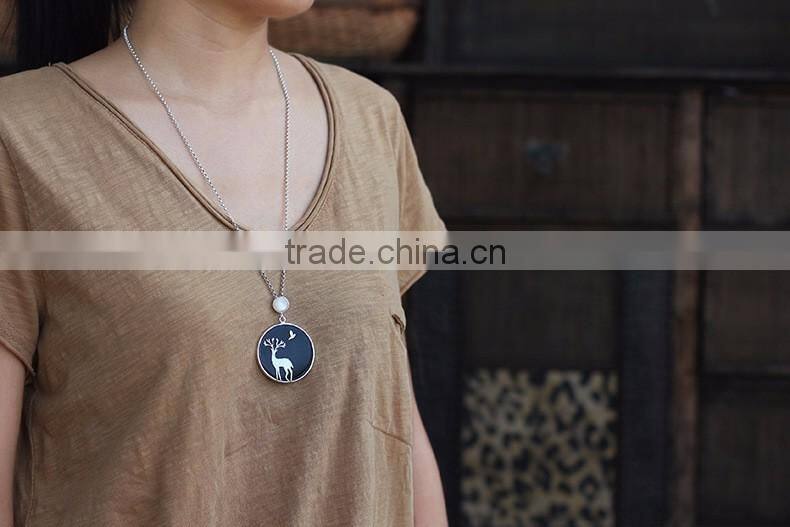2016 Exquisite Reindeer and Bird 925 Sterling Silver Pendant for Women Fashion Necklace Jewelry