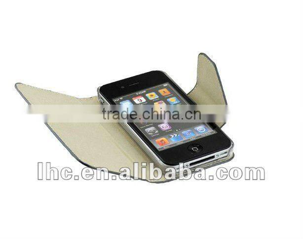 fashion design leather for iphone4 cover with deautiful appearance