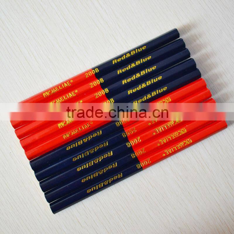 7" jumbo size high quality 5.0mm red and blue lead bi coloured pencil