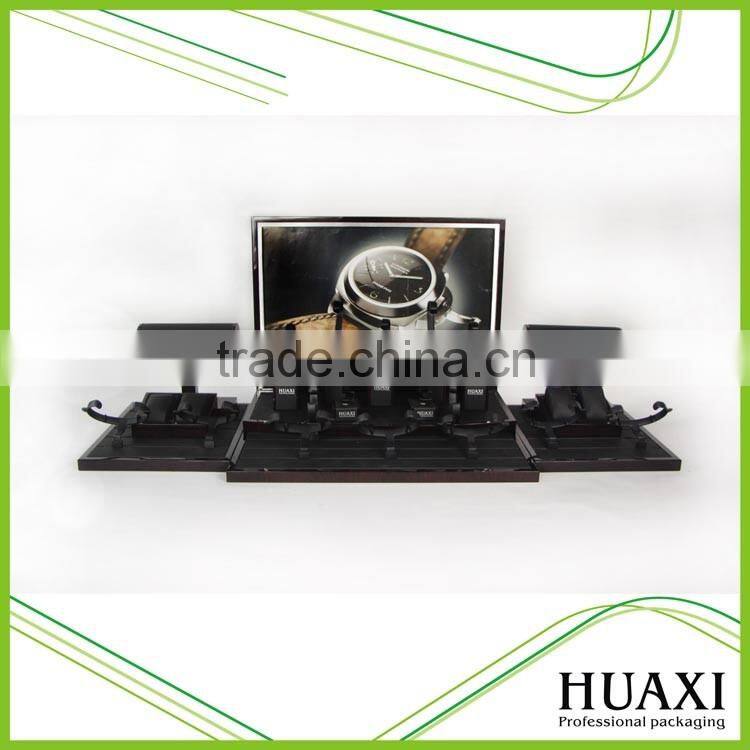 Black High Glossy Small Single Wooden Watch Holder Stand