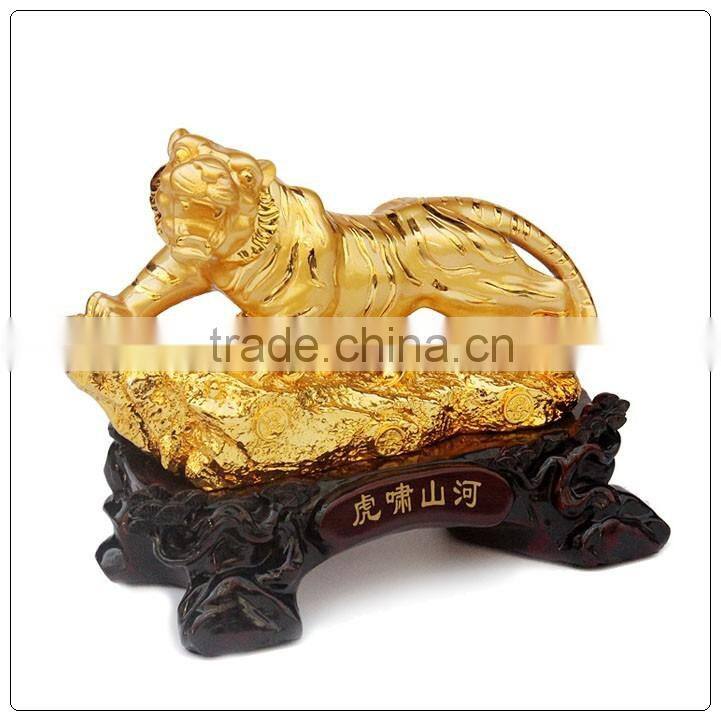 24K Golden color resin tiger statue , fengshui tiger