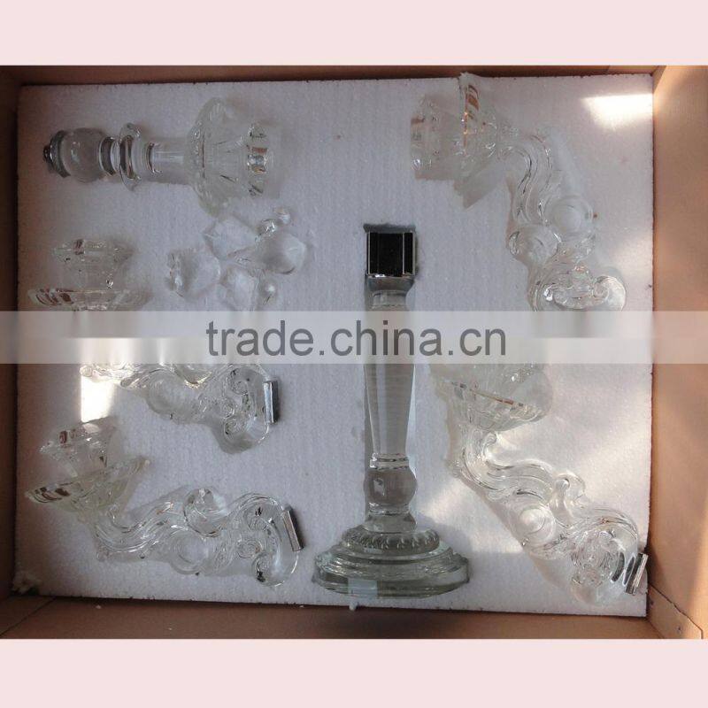 Import India crystal glass candle holder for wedding table decorations