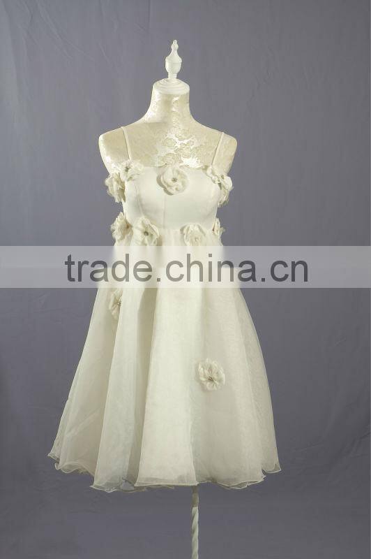 Spaghetti Strap Short Wedding Dress 2013 Embellished with Crystal and Flowers WG0045-1