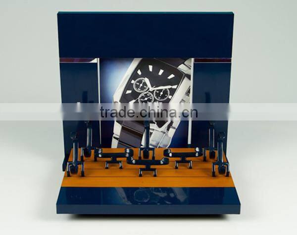 Fashion Wood Watch Display Stand Piano Painting Royal Blue Match Wood Color