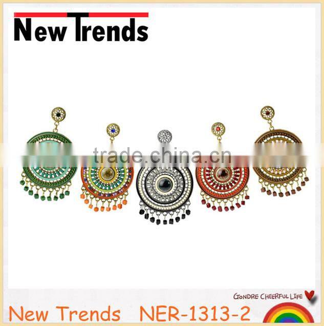 Fashionable handmade plastic beaded fringe stud earrings jewelry