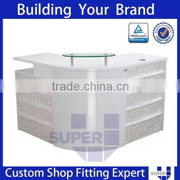 clothing store display design tailor made white modern reception desk