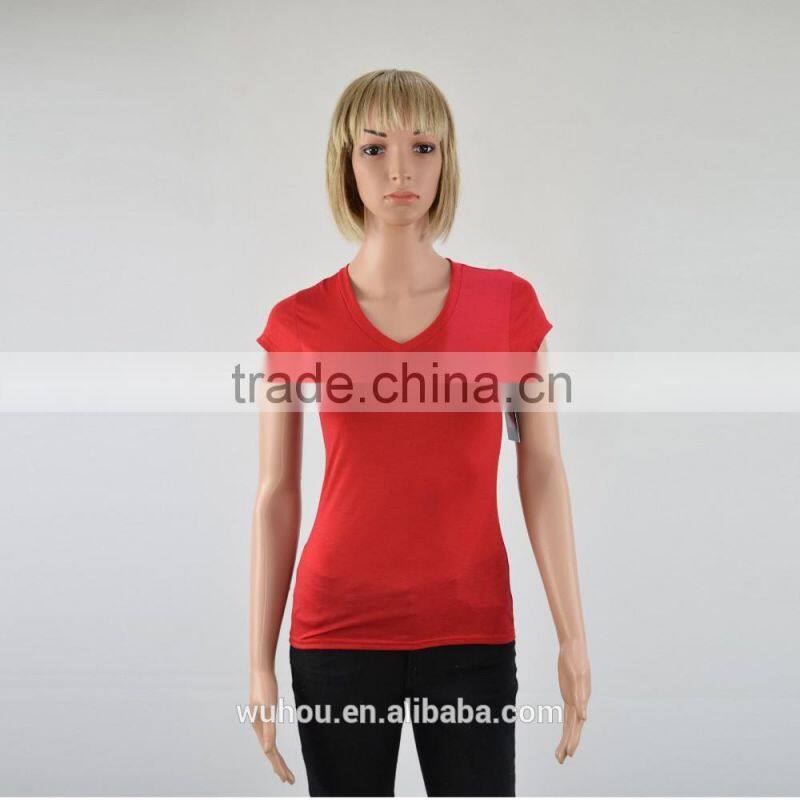 2016 Women's V neck pure color fitness t-shirts