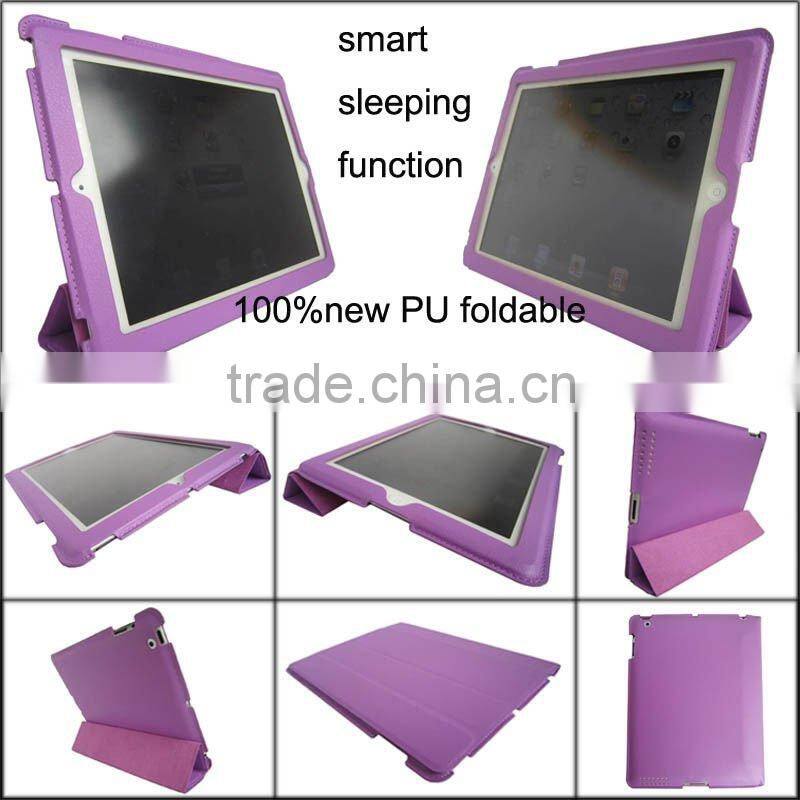Book Style Foldable Stand Leather Case for iPad